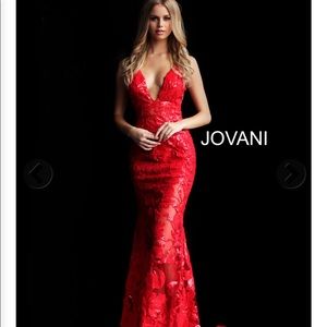 Jovani 60283 Sequined Deep V-Neck Trumpet Dress